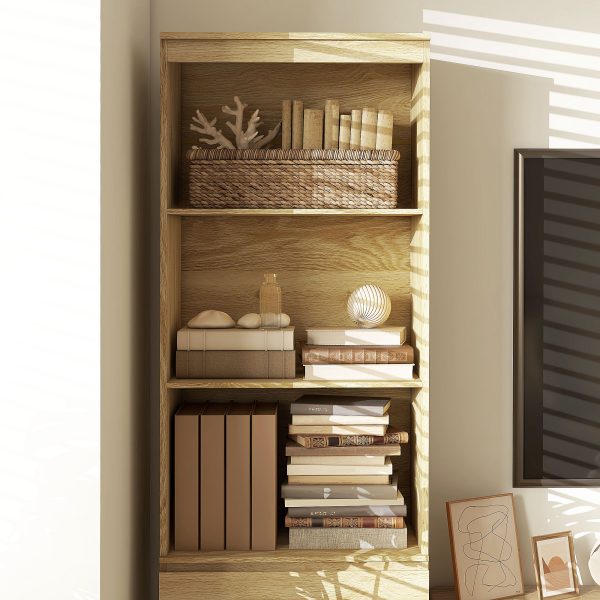 HOMCOM 180cm Tall Bookshelf Free Standing Storage Shelf Unit with Storage Oak - Image 8