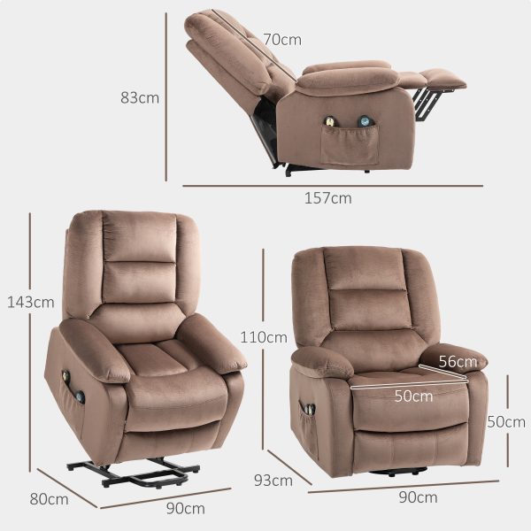 HOMCOM Riser and Recliner Chair Lift Chair with Vibration Massage, Heat, Brown - Image 3