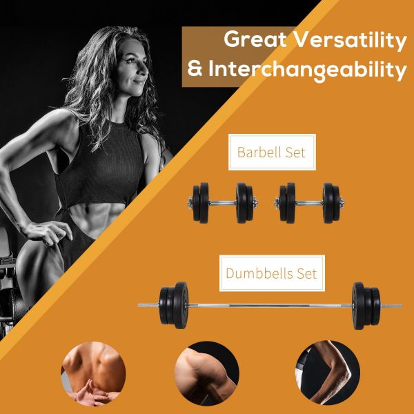 HOMCOM Dumbbells and Barbell Set with 65kg Adjustable Weights for Home Gym - Image 3