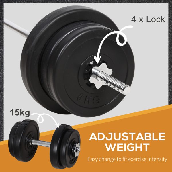 HOMCOM Dumbbells and Barbell Set with 65kg Adjustable Weights for Home Gym - Image 4