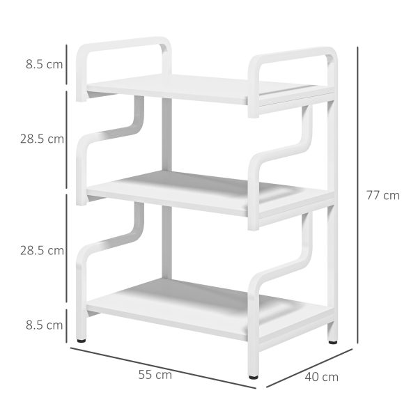 HOMCOM 3-Tier Storage Shelf, Metal Shelves for Storage for Home Office, White - Image 3