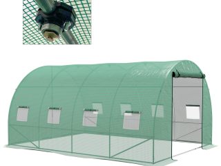 Outsunny Polytunnel Green House with Sprinkler System, Wide Door, 4 x 3(m)