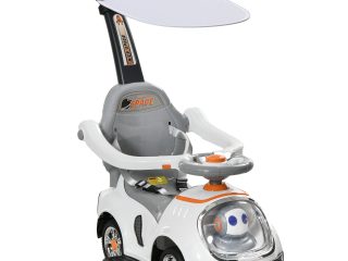 AIYAPLAY 3 in 1 Ride on Push Car, Cartoon Robot Foot to Floor Slider - White