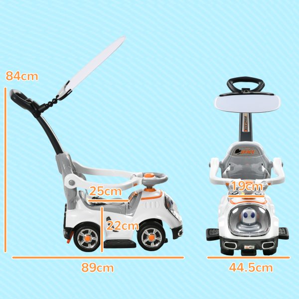 AIYAPLAY 3 in 1 Ride on Push Car, Cartoon Robot Foot to Floor Slider - White - Image 5