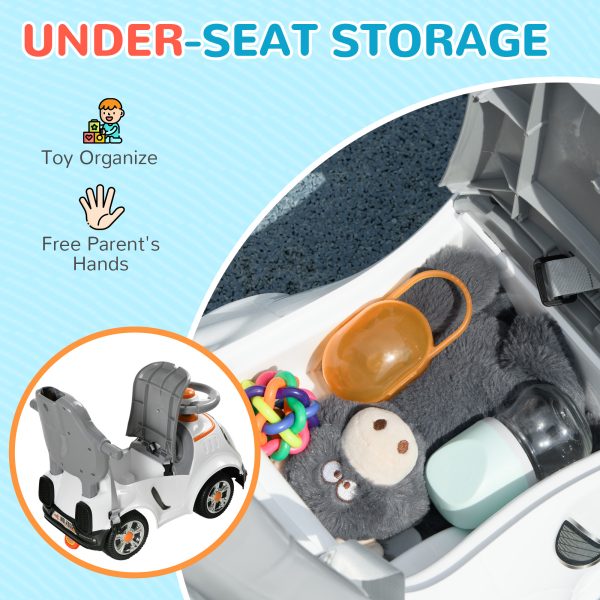 AIYAPLAY 3 in 1 Ride on Push Car, Cartoon Robot Foot to Floor Slider - White - Image 8
