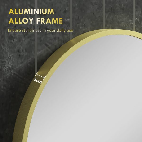 HOMCOM Round Bathroom Mirror, Modern Wall Mirror Aluminium Frame, 60 x 60cm - Image 5
