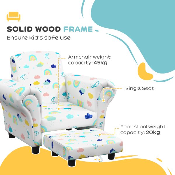 AIYAPLAY 2 Piece Kids Sofa Set with Cloud Design, for Nursery, White - Image 4