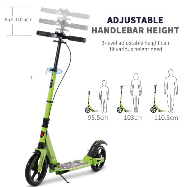 HOMCOM Teens Adult Kick Scooter Fold Adjust 14+ w/ Dual Brake System - Image 3