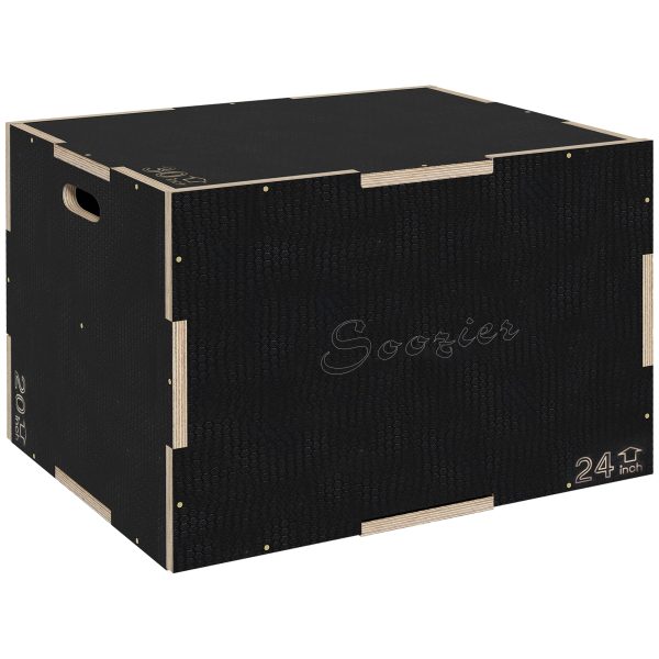SPORTNOW 41/51/61cm Plyometric Jump Box, Wooden Plyo Box for Home Gym