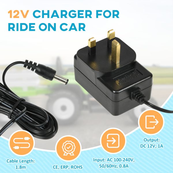 AIYAPLAY 12V Charger for Ride on Car, 12 Volt 1A Battery Charger - Image 3