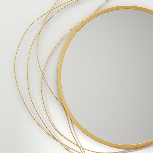 HOMCOM Metal Wall Art 65cm Round Mirror for Living Room Dining Room Gold Tone - Image 8