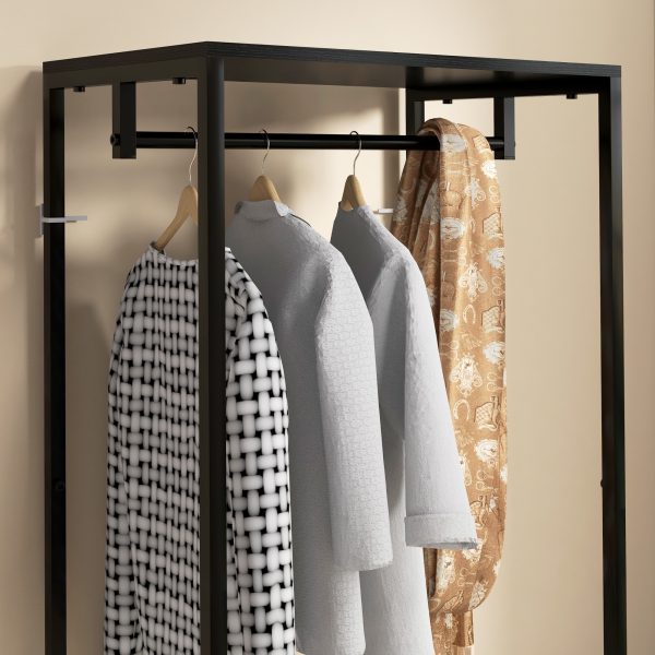 HOMCOM Coat Rack, 2-in-1 Clothes Stand with Shoe Storage for Hallway, Black - Image 8