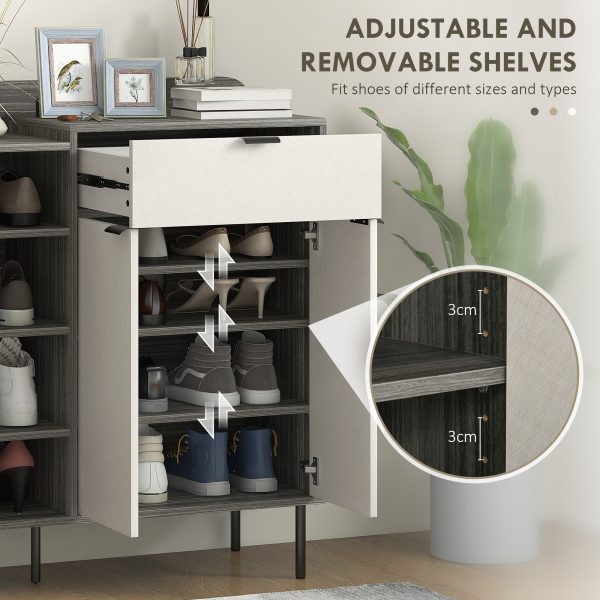 HOMCOM Hallway Shoe Cabinet with 3 Adjustable Shelves Graphite Wood Effect - Image 6