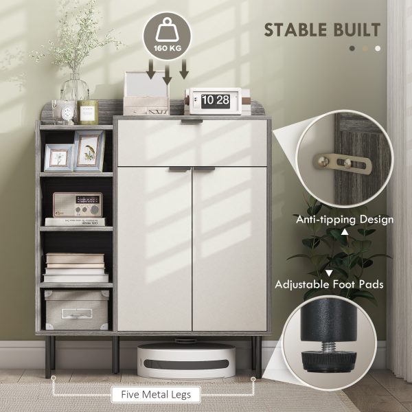 HOMCOM Hallway Shoe Cabinet with 3 Adjustable Shelves Graphite Wood Effect - Image 7