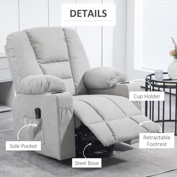 HOMCOM Riser and Recliner Chair w/ Remote, Lift Chair for Elderly, Light Grey - Image 6