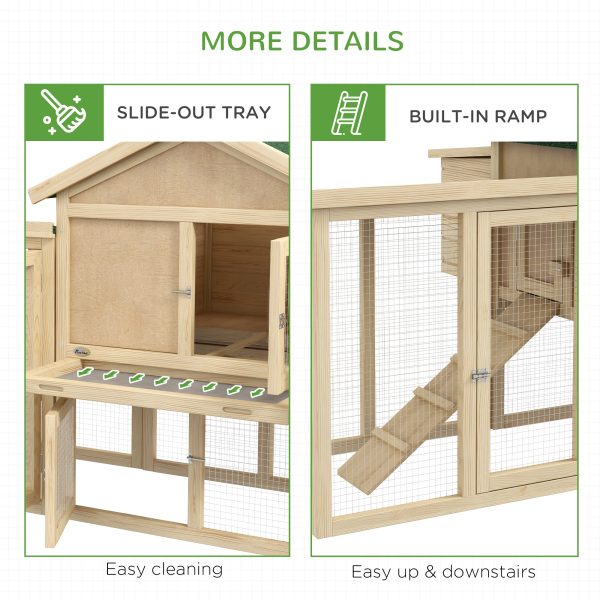 Pawhut Wood Chicken Coop Hens Cage Poultry House with Nesting Boxes Run - Image 7