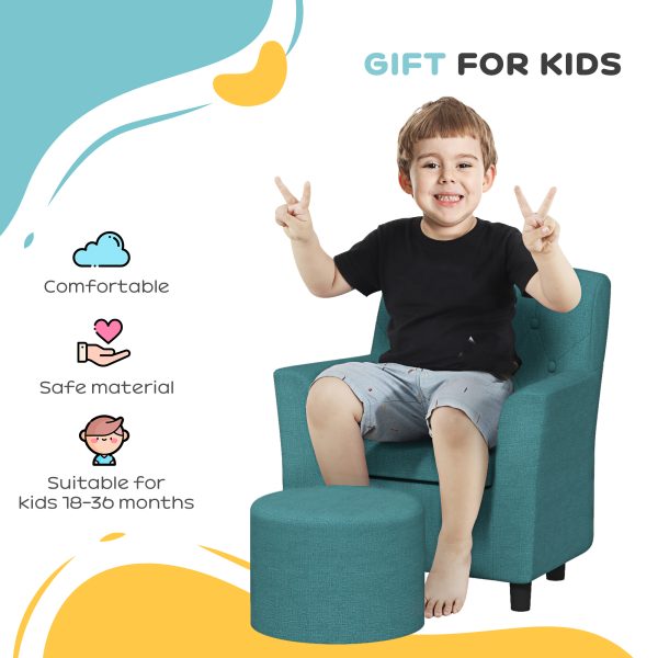 AIYAPLAY Kids Sofa Set with Footrest for Playroom Bedroom, Blue - Image 7