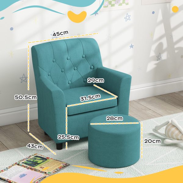AIYAPLAY Kids Sofa Set with Footrest for Playroom Bedroom, Blue - Image 5