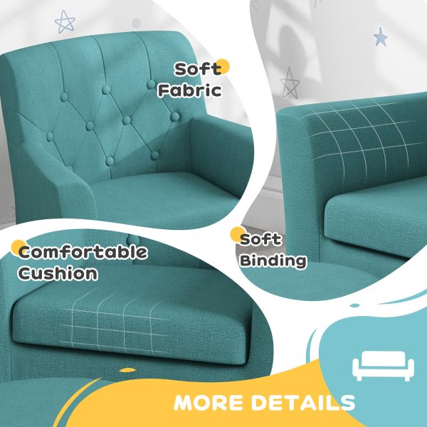 AIYAPLAY Kids Sofa Set with Footrest for Playroom Bedroom, Blue - Image 6