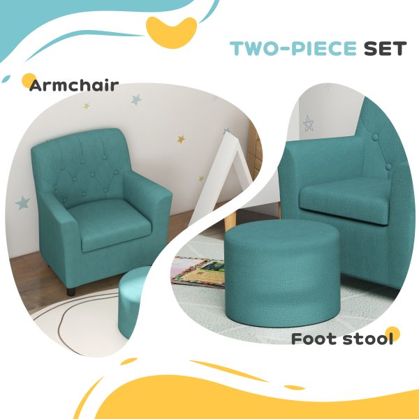 AIYAPLAY Kids Sofa Set with Footrest for Playroom Bedroom, Blue - Image 3