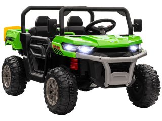HOMCOM 12V Two-Seater Kids Electric Ride-On Car w/ Electric Bucket - Green