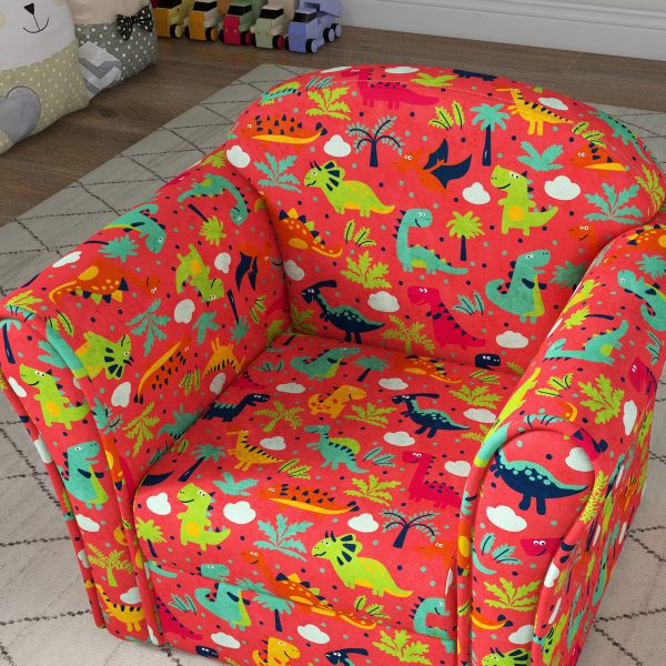AIYAPLAY Kids Sofa Chair with Dinosaur Design for Bedroom, Playroom, Red - Image 8