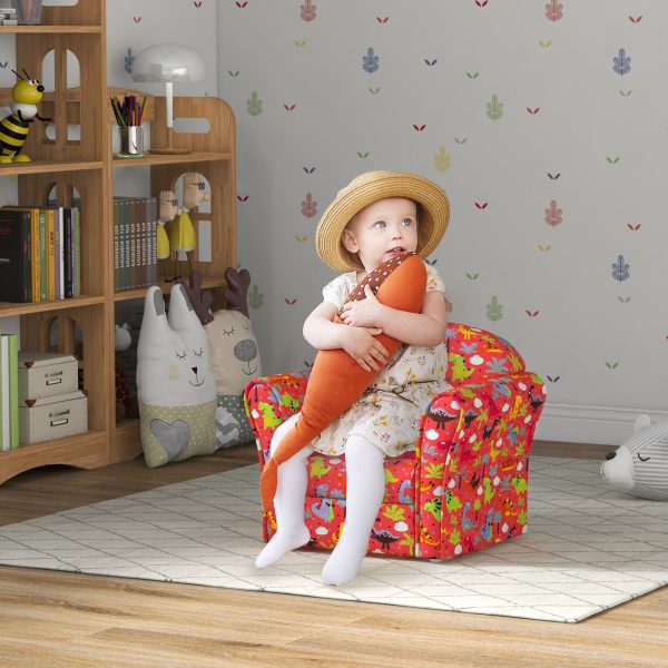 AIYAPLAY Kids Sofa Chair with Dinosaur Design for Bedroom, Playroom, Red - Image 2