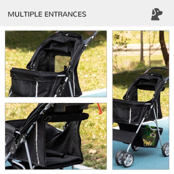 Pet Stroller Carrier Foldable Deluxe Jogger Walk Travel Dog Cat Black - Image 8