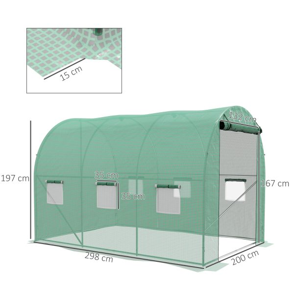 Outsunny Polytunnel Green House with Sprinkler System, Wide Door - Image 5
