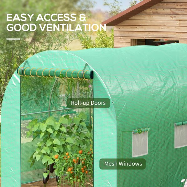 Outsunny Polytunnel Green House with Sprinkler System, Wide Door - Image 6