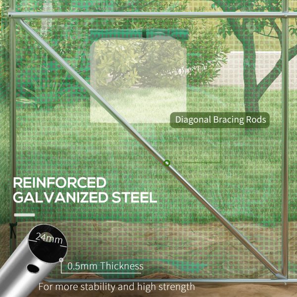 Outsunny Polytunnel Green House with Sprinkler System, Wide Door - Image 7