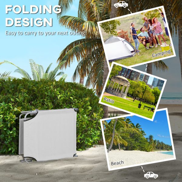Outsunny Folding Sun Lounger Set of 2 with Sunshade Adjustable Backrest - Image 4