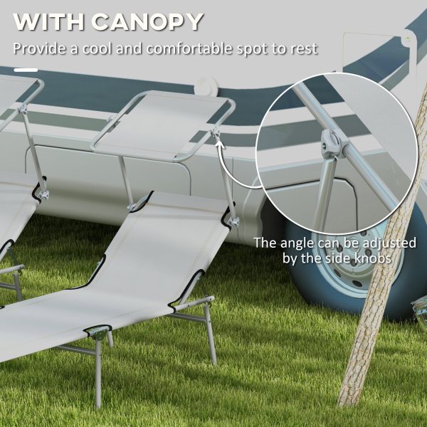 Outsunny Folding Sun Lounger Set of 2 with Sunshade Adjustable Backrest - Image 6