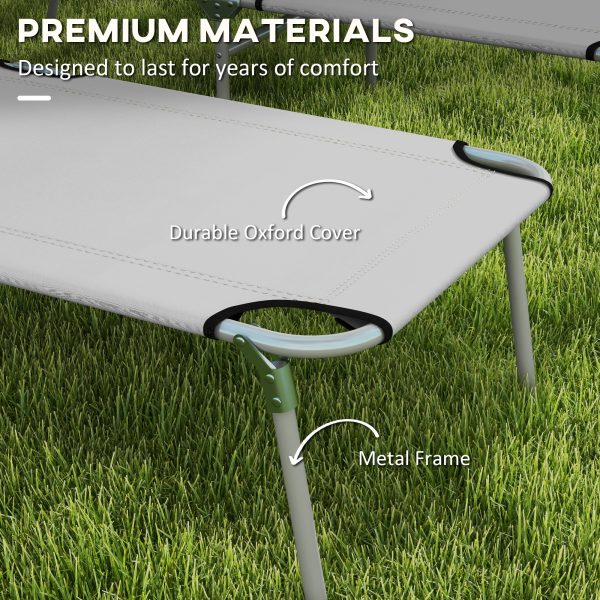 Outsunny Folding Sun Lounger Set of 2 with Sunshade Adjustable Backrest - Image 7
