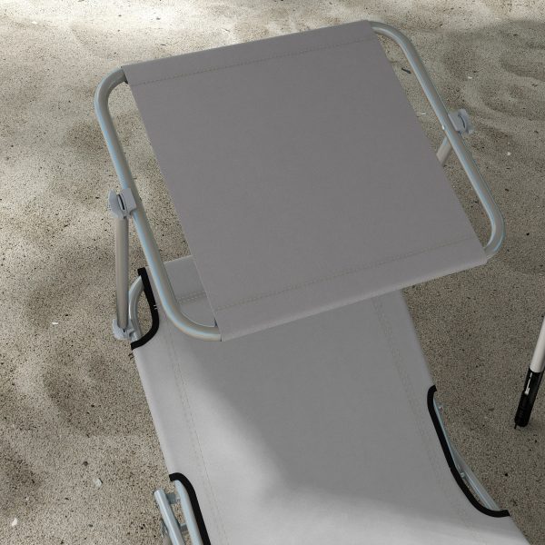 Outsunny Folding Sun Lounger Set of 2 with Sunshade Adjustable Backrest - Image 8