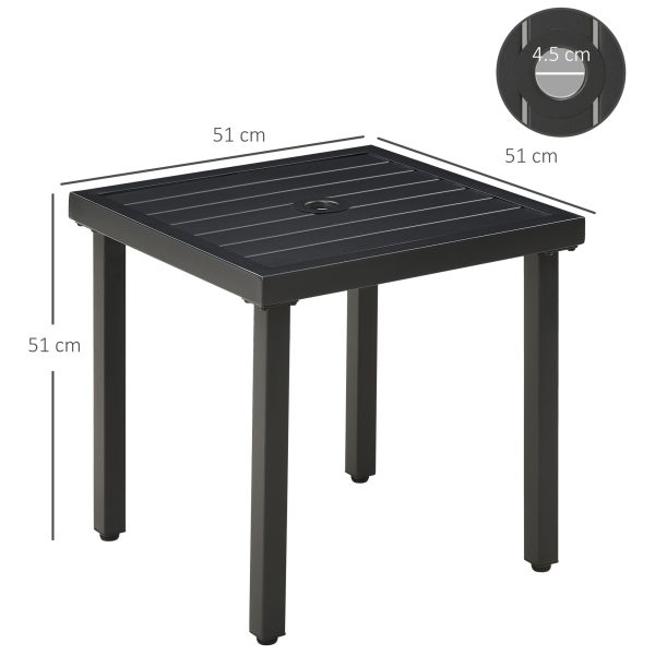 Outsunny Garden Side Table Coffee Table with Umbrella Hole for Patio Balcony - Image 5