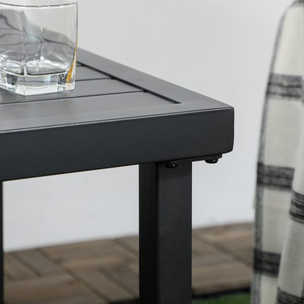 Outsunny Garden Side Table Coffee Table with Umbrella Hole for Patio Balcony - Image 8