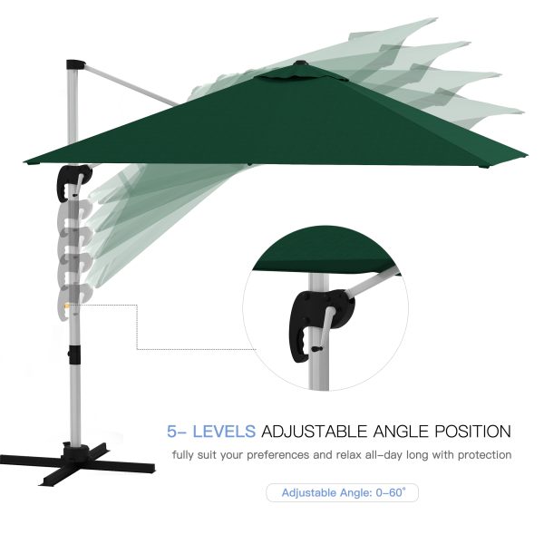 Outsunny 3 x 3(m) Cantilever Roma Parasol Garden Umbrella with Cross Base Green - Image 4