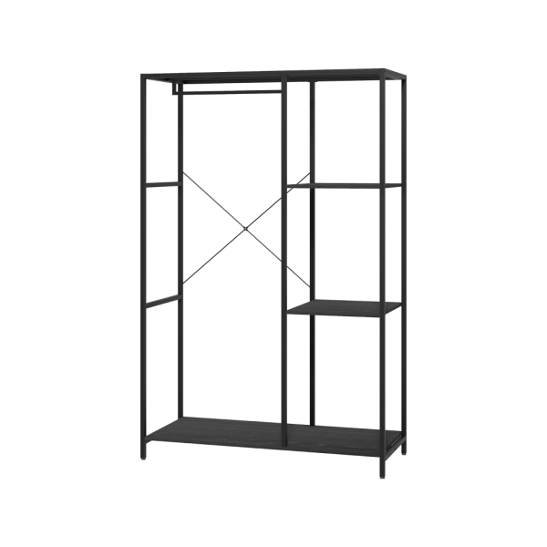 HOMCOM Coat Rack Stand with Hanging Rail and Storage Shelves for Hallway Black