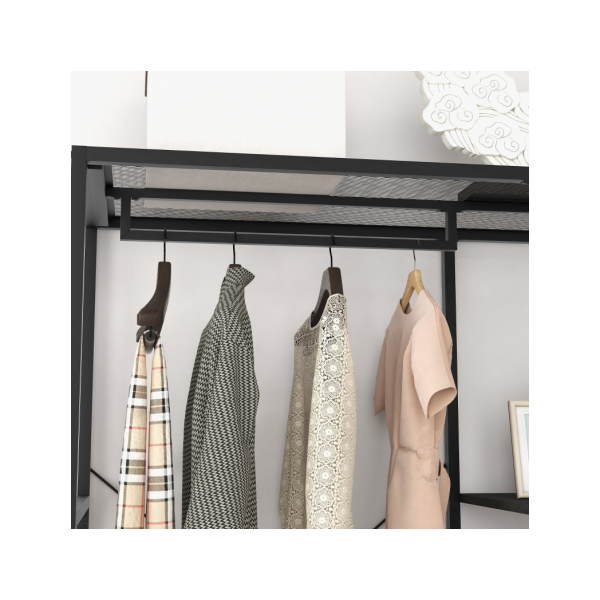 HOMCOM Coat Rack Stand with Hanging Rail and Storage Shelves for Hallway Black - Image 7