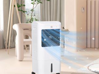 HOMCOM 3-In-1 Air Cooler for Home Office, with Oscillation, Ice Packs, Wheels