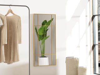 HOMCOM Window Style Vanity Mirror 110 x 50cm Hanging Wall Mirror Gold Tone