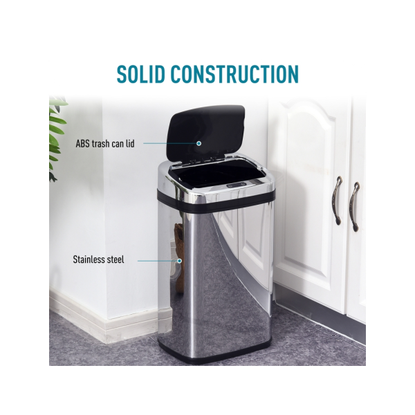 HOMCOM 30L Automatic Kitchen Bin with Lid and Infrared Motion Sensor Silver - Image 6
