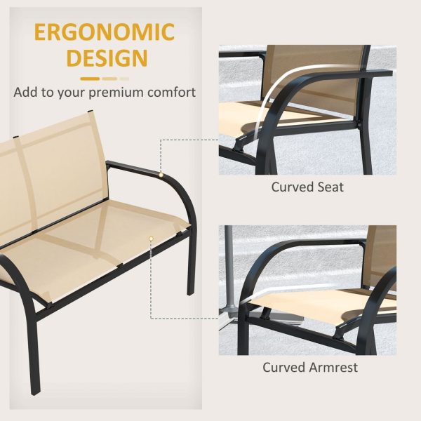 Outsunny 4pcs Patio Furniture Set Garden Sofa Glass Top Coffee Table Beige - Image 4
