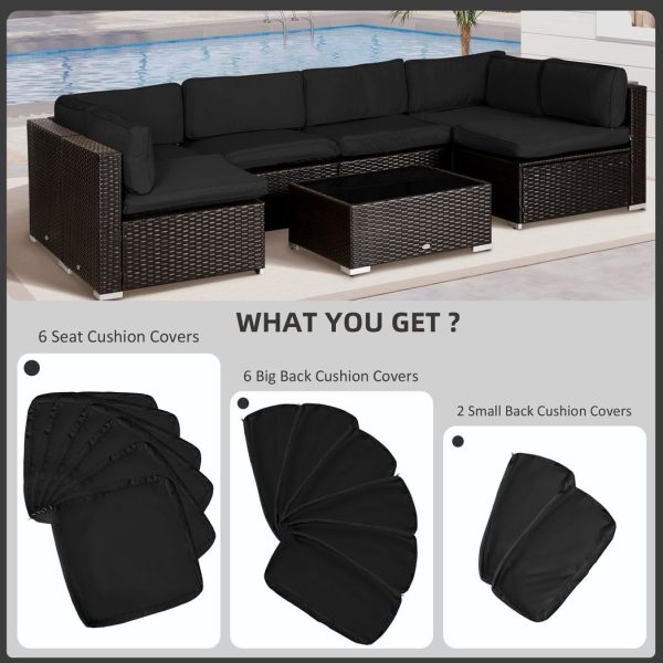 Outsunny Garden Rattan Sofa Set Polyester Cover Replacement No Cushion Black - Image 3
