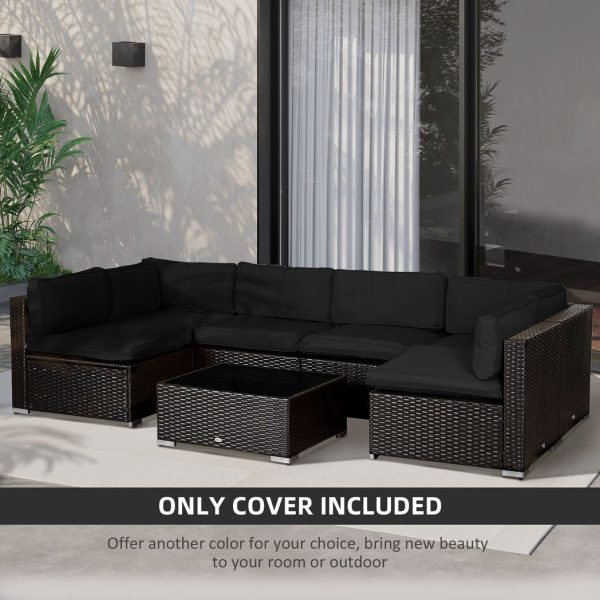 Outsunny Garden Rattan Sofa Set Polyester Cover Replacement No Cushion Black - Image 6