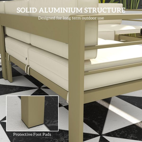 Outsunny 5 PCs Garden Sofa Set w/ Cushions, Aluminium Furniture Sets, Gold - Image 3