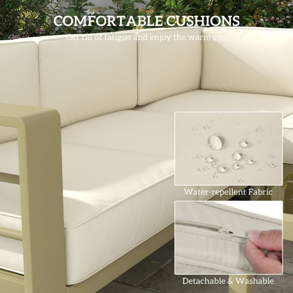 Outsunny 5 PCs Garden Sofa Set w/ Cushions, Aluminium Furniture Sets, Gold - Image 4