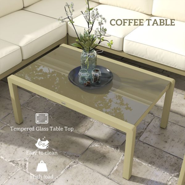 Outsunny 5 PCs Garden Sofa Set w/ Cushions, Aluminium Furniture Sets, Gold - Image 6
