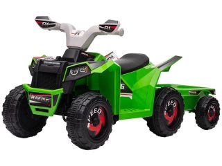 HOMCOM Electric Quad Bike, 6V Kids Ride-On ATV with Back Trailer - Green